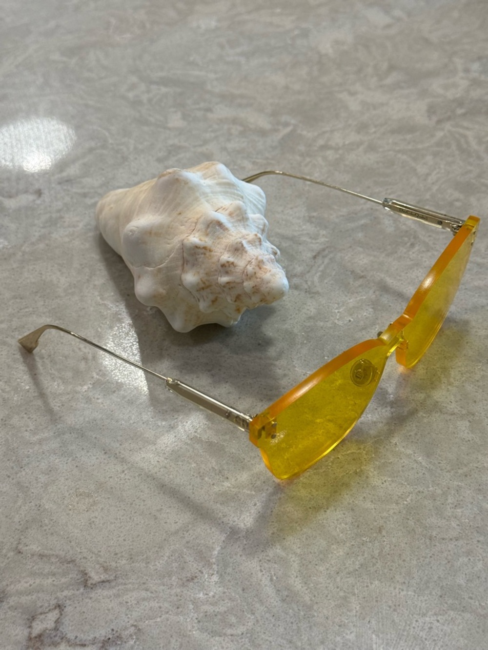Dior Yellow Rimless Cat-Eye Sunglasses - Picture 4 of 5